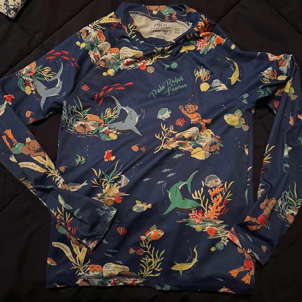 Polo Ralph Lauren Blue Graphic Rashguard Size 10-12
